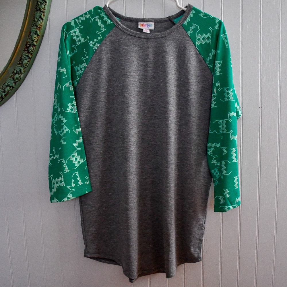 Teal Green & Grey LuLaRoe Randy Baseball T-Shirt